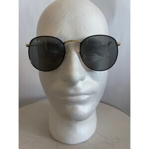 RAY BANS ROUND METAL FULL COLOR LEGEND POLISHED BLACK ON GOLD WITH CASE UNISEX